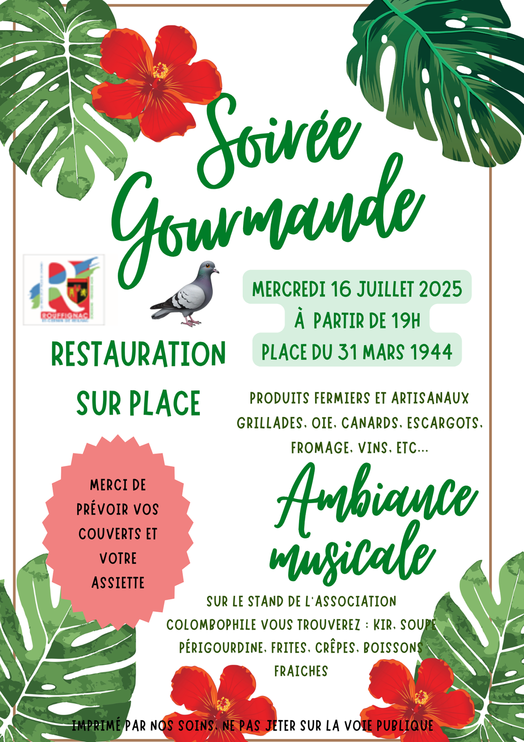 Soirée Gourmande 16 juillet 2025 Rouffignac Dordogne
