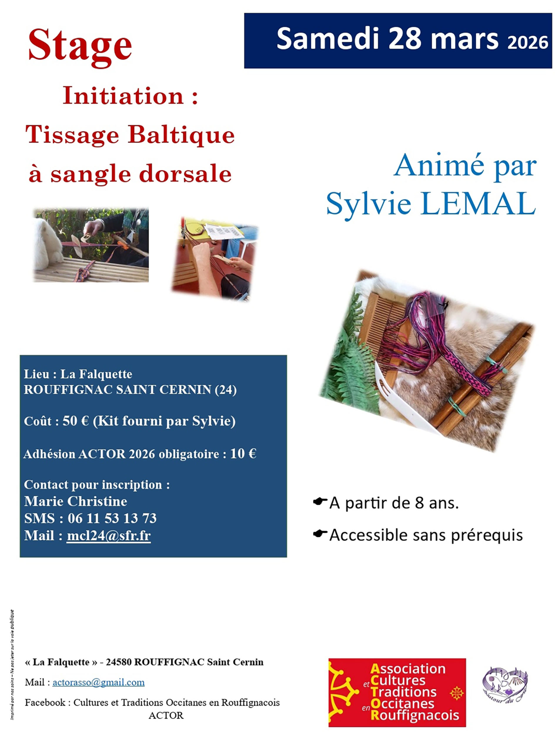 Stage Initiation Tissage baltique Rouffignac Dordogne